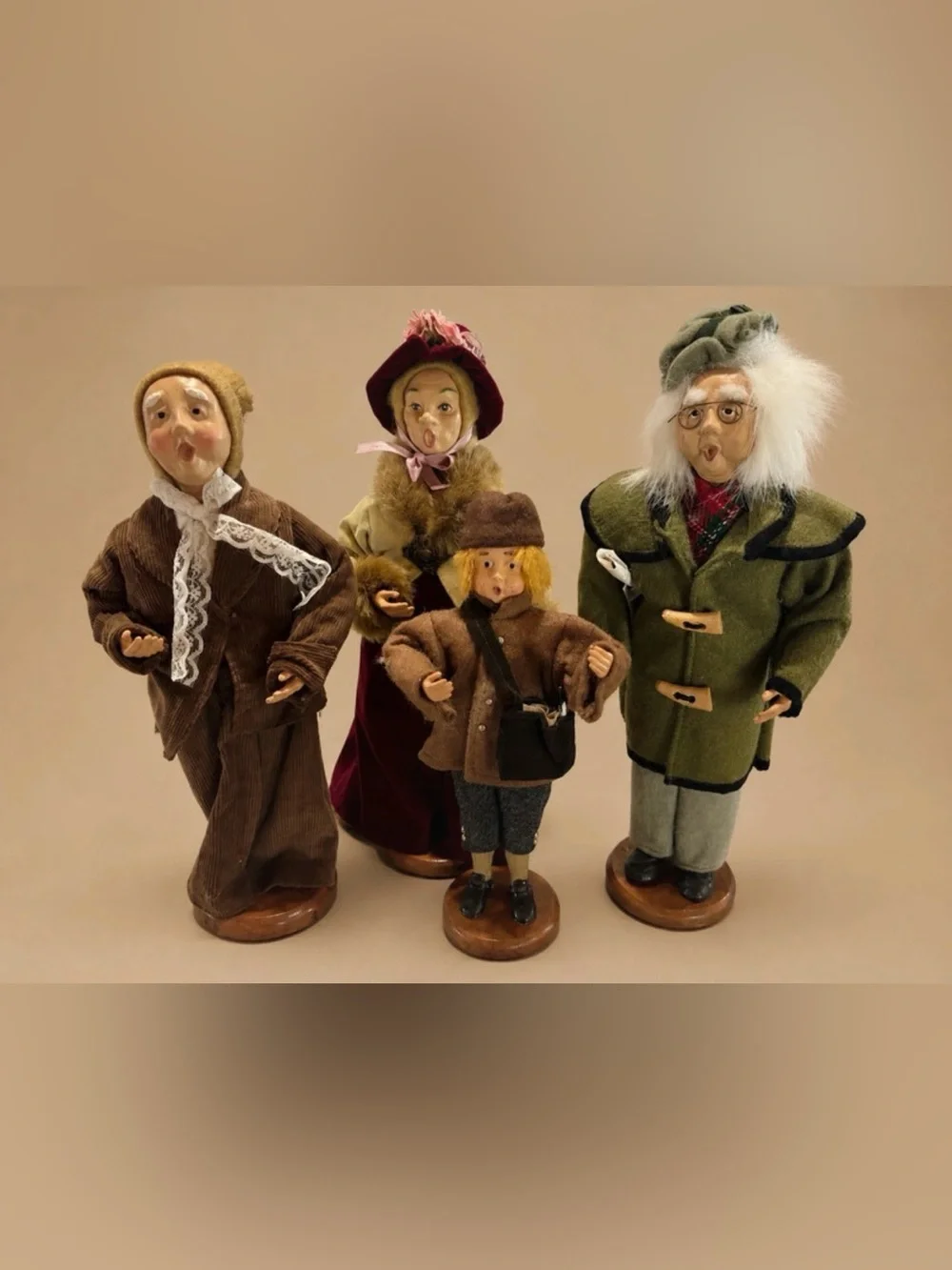 Vintage Christmas Caroler Doll Set of 4 Victorian Holiday Figurines